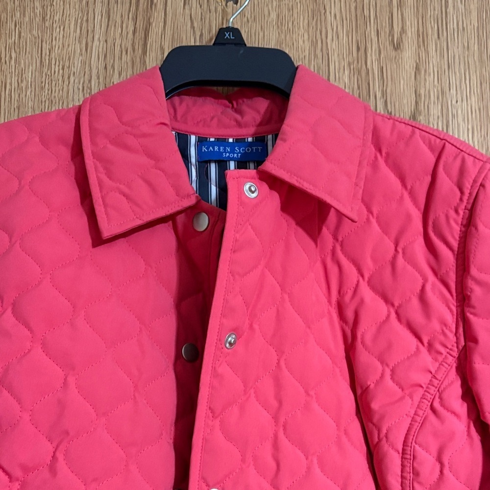 Karen Scott Coral Quilted Jacket - Picture 4 of 11